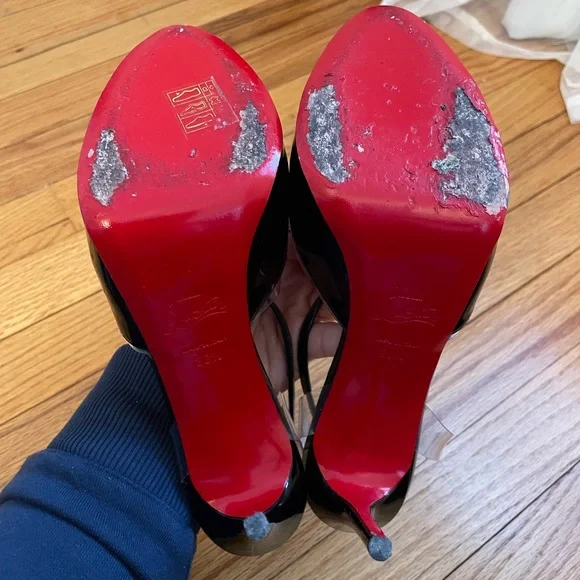 *PRICE DROP* Christian Louboutin Patent 120mm Platform Peep Toe Pump - Picture 5 of 5